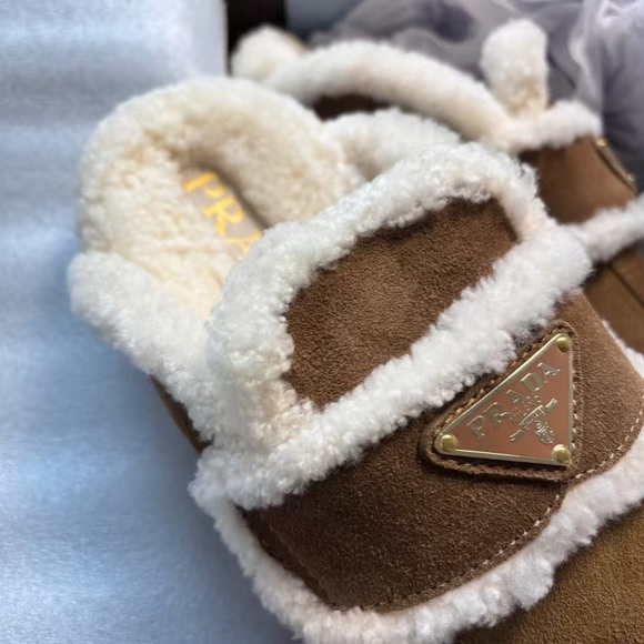 Prada Cream Shearling Lined Footwear - Picture 4 of 8